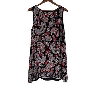 J.Jill Womens Tunic Top Size M Sleeveless Layered Paisley Floral Multicolored